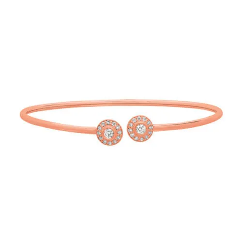 0.40 Carat Natural Diamond Bangle Bracelet G SI 14K Rose Gold 7''