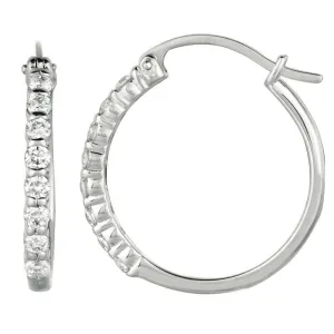 0.50 Carat Natural Diamond Hoop Earrings G SI 14K White Gold