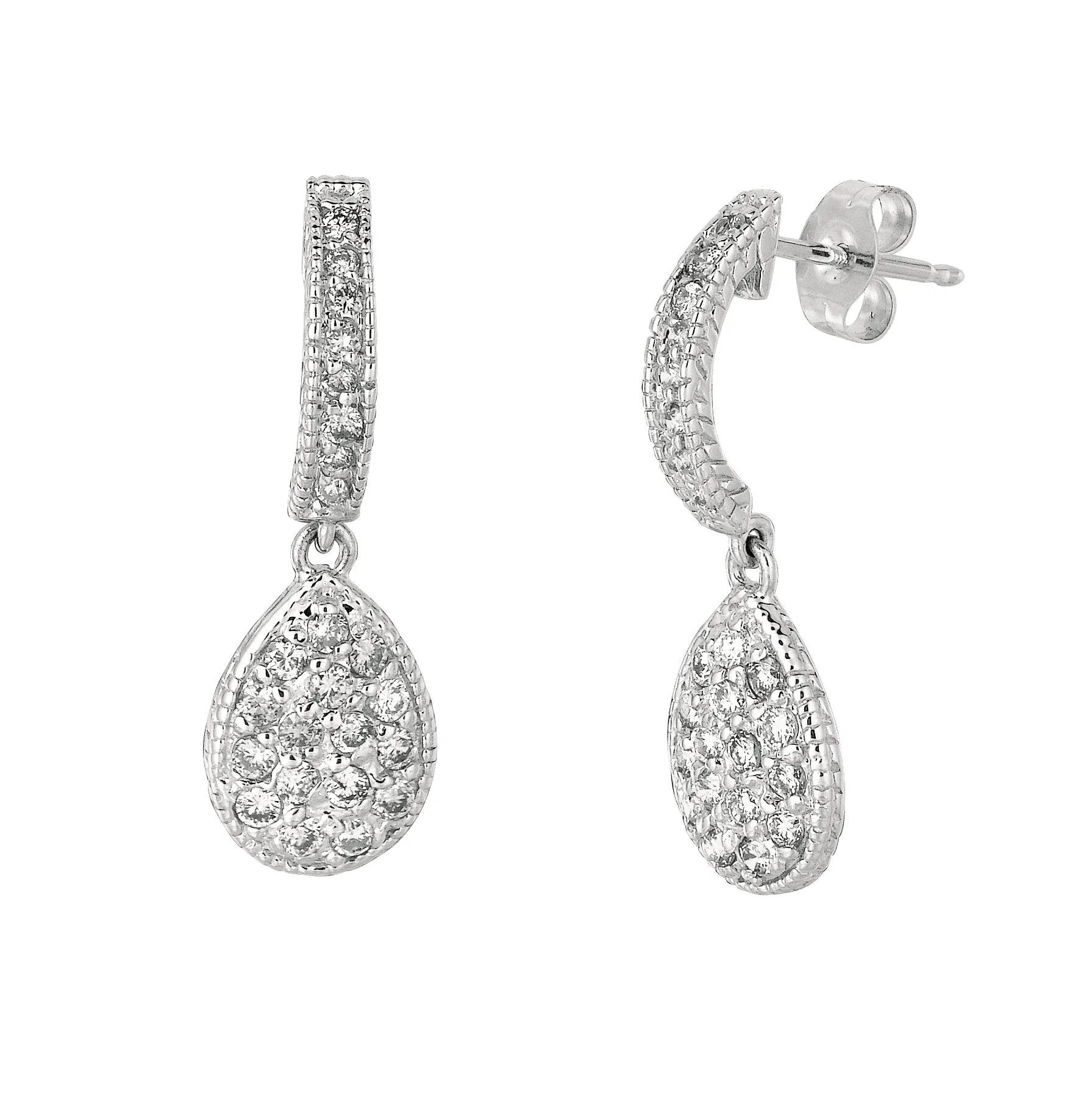 0.60 Carat Natural Diamond Pear Shape Drop Earrings G SI 14K Yellow Gold