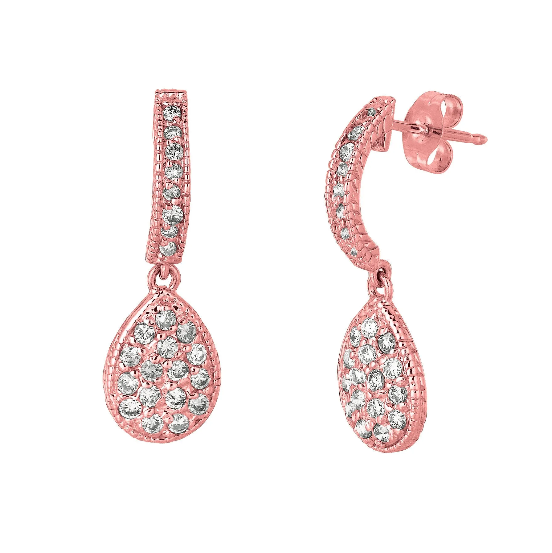 0.60 Carat Natural Diamond Pear Shape Drop Earrings G SI 14K Yellow Gold