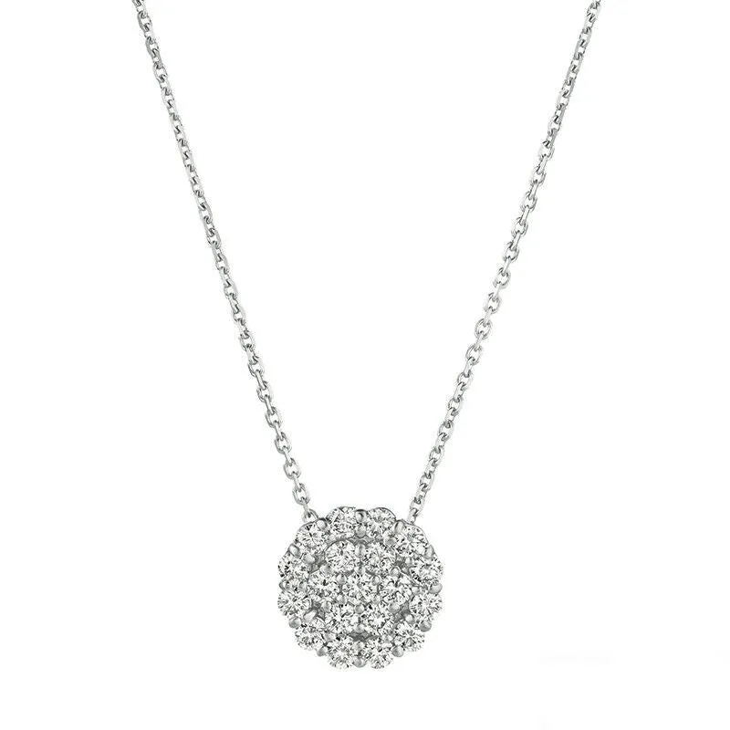 0.75 Carat Natural Diamond Necklace 14K White Gold G SI 18'' chain