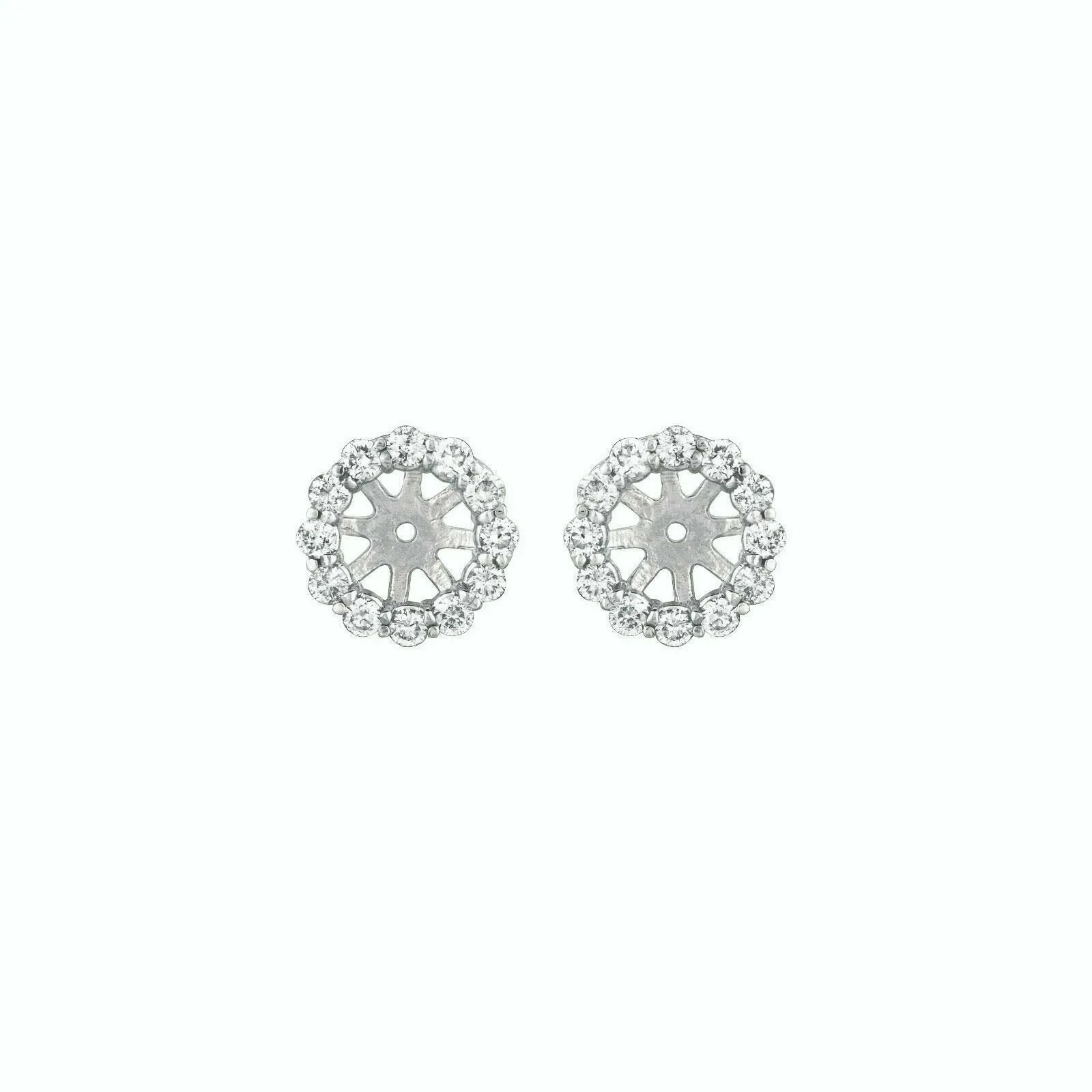 0.80 Ct 4 pointers Natural Diamond Jacket Earrings 14K White Gold center 6 MM