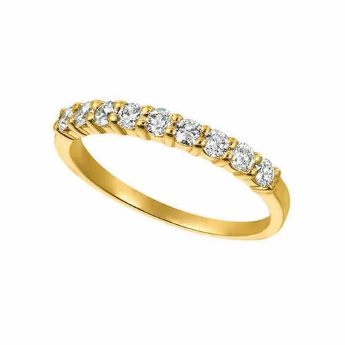 1.00 Carat 9 Stone Natural Diamond Ring G SI 14K Yellow Gold
