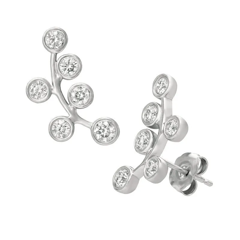 1.00 Carat Natural Diamond Bezel Earrings G SI 14K Yellow Gold