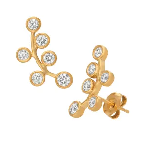 1.00 Carat Natural Diamond Bezel Earrings G SI 14K Yellow Gold