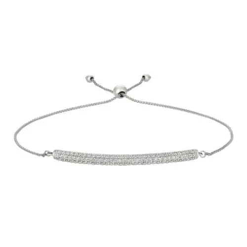 1.00 Carat Natural Diamond Bolo Bar Bracelet G SI 14K White Gold 7'' adjustable