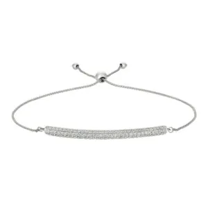 1.00 Carat Natural Diamond Bolo Bar Bracelet G SI 14K White Gold 7'' adjustable