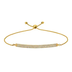 1.00 Carat Natural Diamond Bolo Bar Bracelet G SI 14K Yellow Gold 7'' adjustable