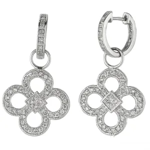1.00 Carat Natural Diamond Clover Drop Earrings G SI 14K White Gold