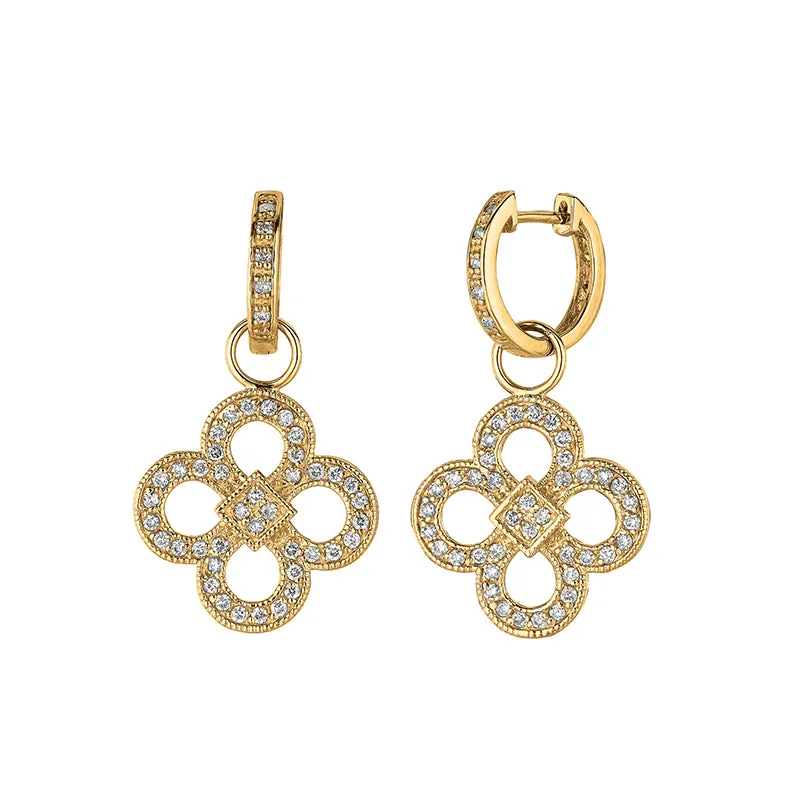 1.00 Carat Natural Diamond Clover Drop Earrings G SI 14K White Gold