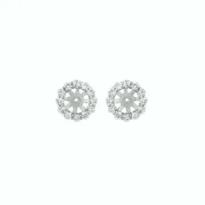1.00 Ct 4 pointers Natural Diamond Jacket Earrings 14K White Gold center 8 MM
