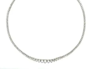 10.00 Carat Natural Diamond Graduated Tennis 3 Prong Necklace G SI 14K White Gold