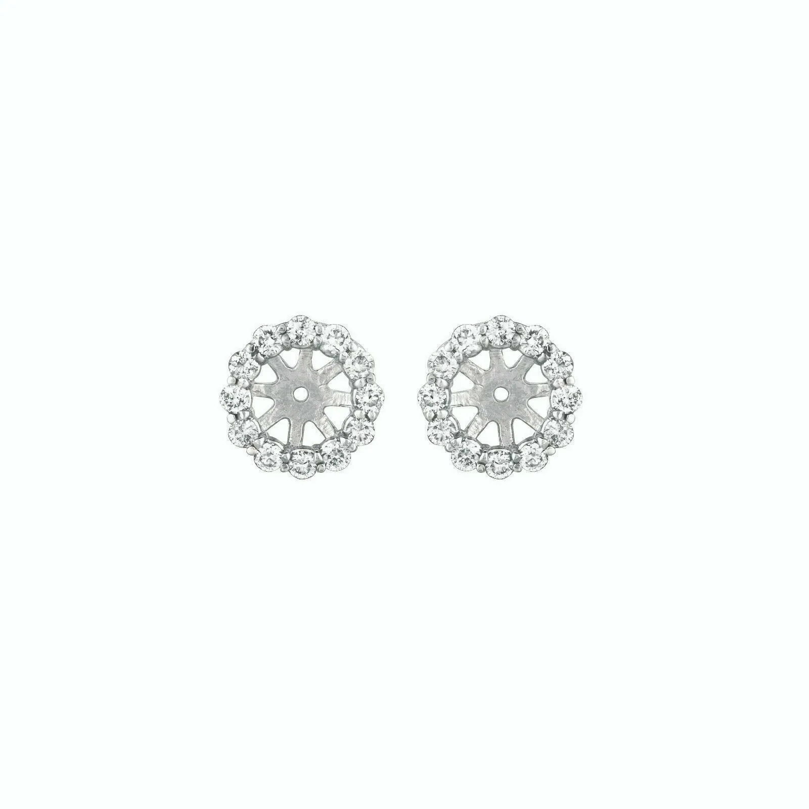 1.12 Ct 4 pointers Natural Diamond Jacket Earrings 14K White Gold center 9 MM