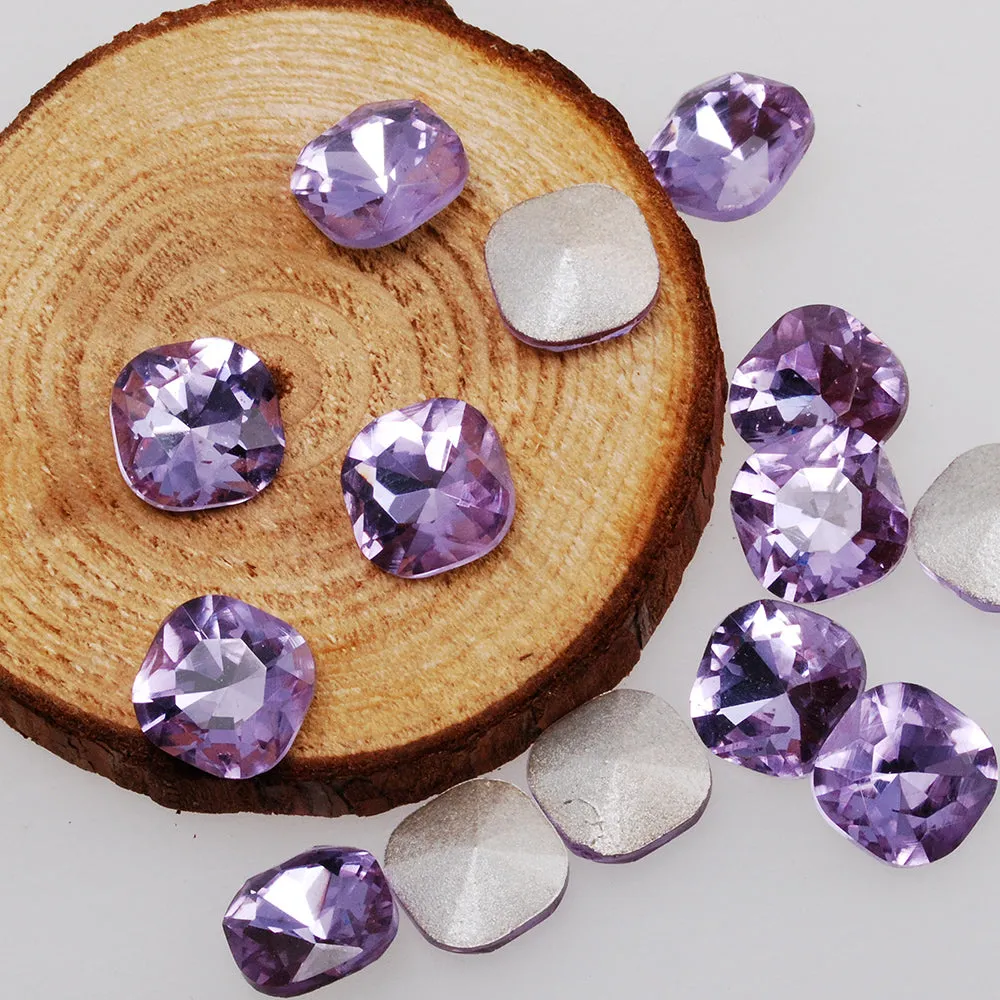 12mm Crystal Fancy Stone,Crystal Purple Square Cabochon Cushion Cut Fancy Crystal Stone,4461,20pcs/lot