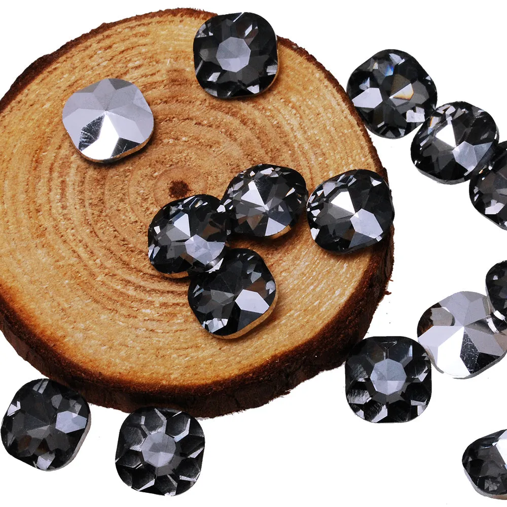 12mm Square Cabochon Cushion Cut Fancy Crystal Stone,Gray Crystal Fancy Stone,4461,Cushion Cut Stone,20pcs/lot