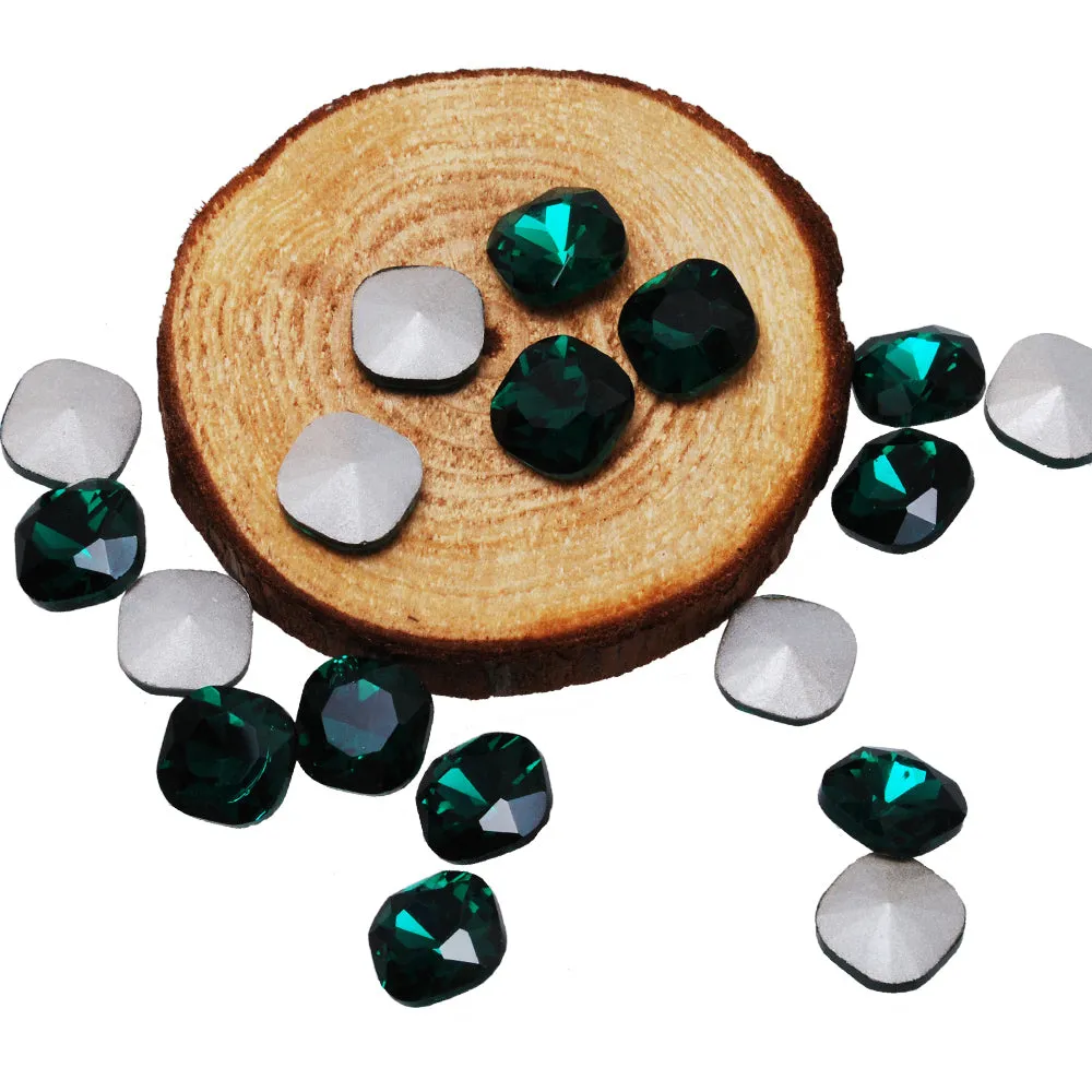 12mm Square Cabochon Cushion Cut Fancy Crystal Stone,Green Crystal Fancy Stone,4461,Cushion Cut Stone,20pcs/lot