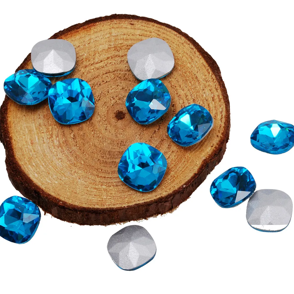 12mm Square Cabochon Cushion Cut Fancy Crystal Stone,Lake Blue Crystal Fancy Stone,4461,Cushion Cut Stone,20pcs/lot