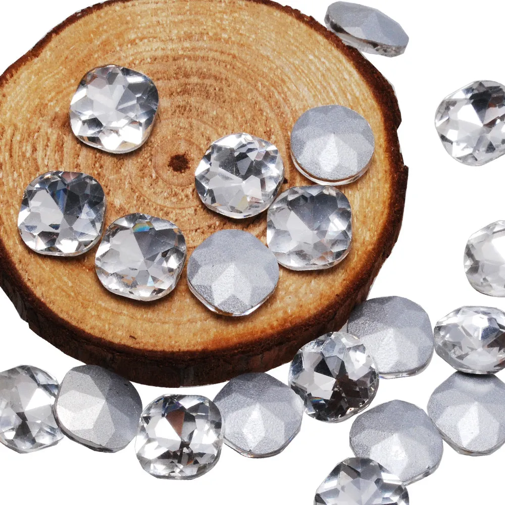 12mm White Square Cabochon Cushion Cut Fancy Crystal Stone,Crystal Fancy Stone,4461,Cushion Cut Stone,20pcs/lot