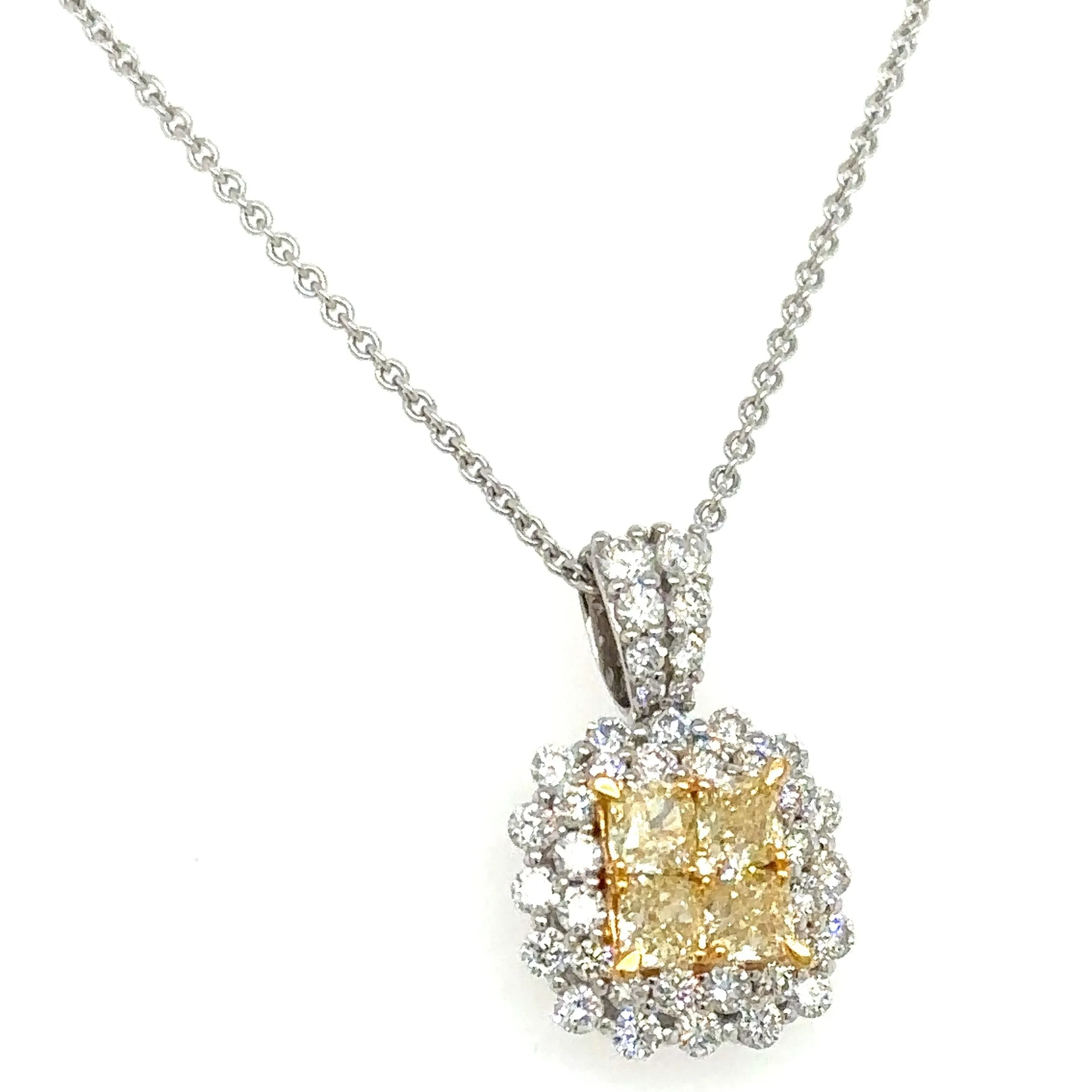 1.47ct tw Canary Fancy Yellow Diamond Pendant Necklace