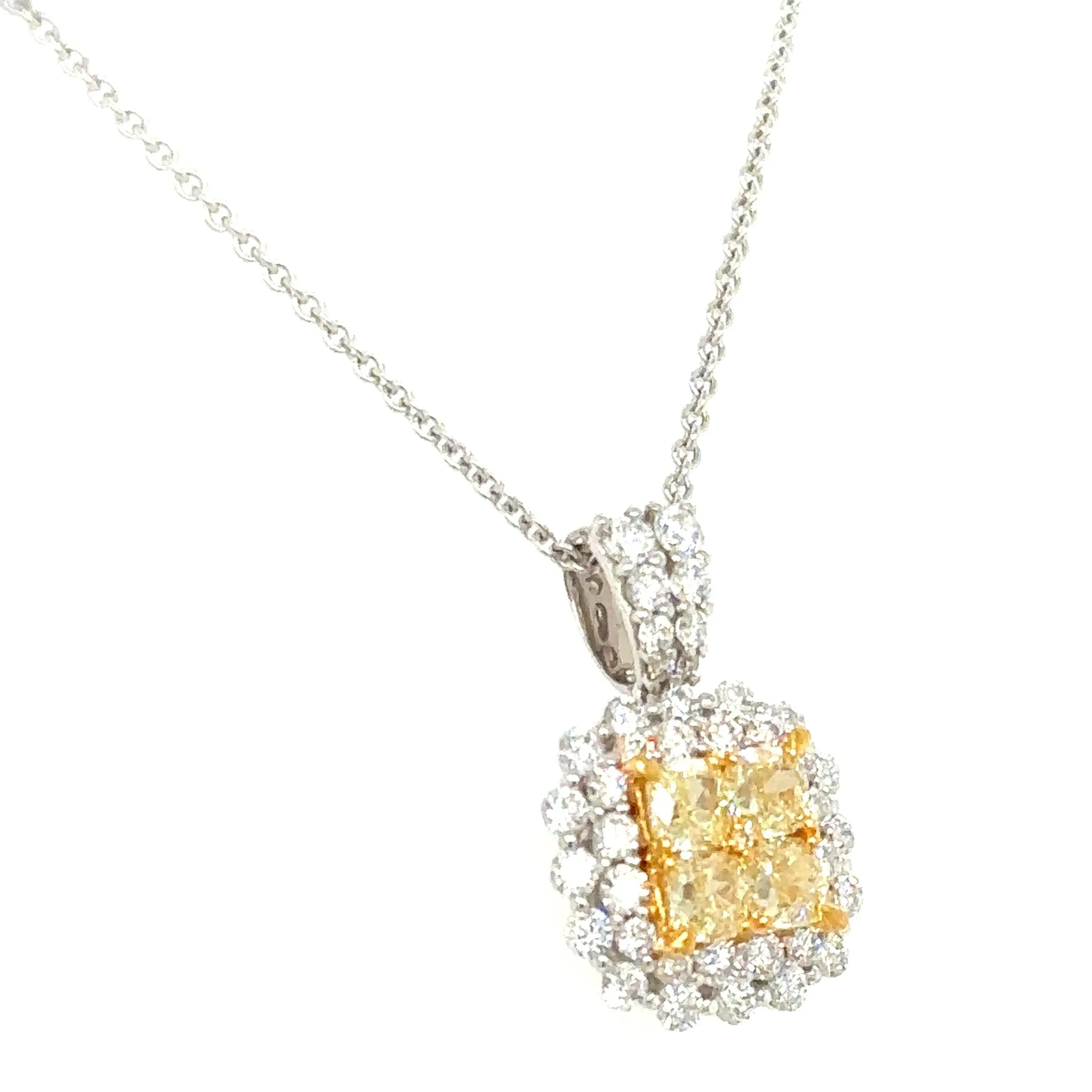 1.47ct tw Canary Fancy Yellow Diamond Pendant Necklace