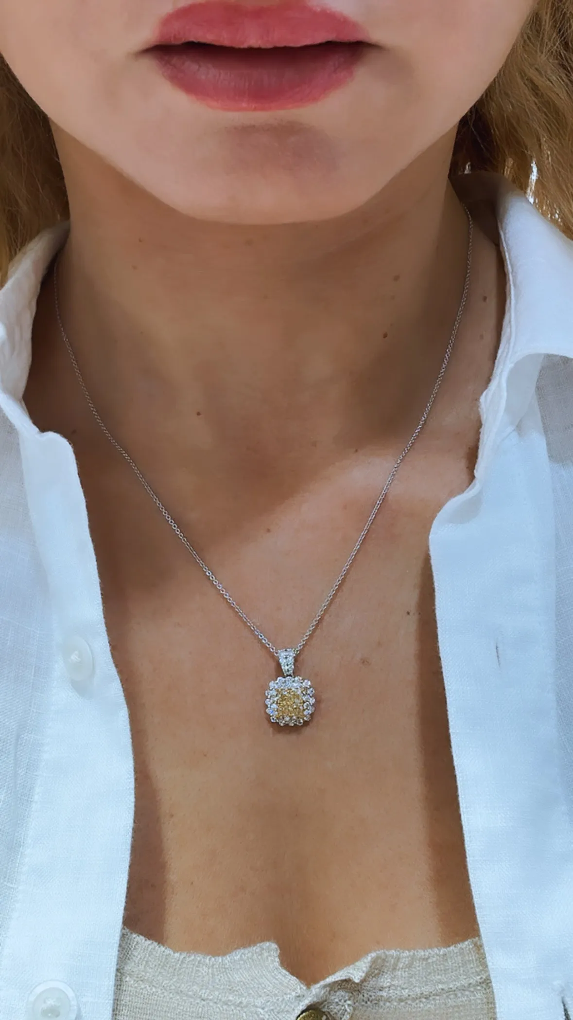 1.47ct tw Canary Fancy Yellow Diamond Pendant Necklace