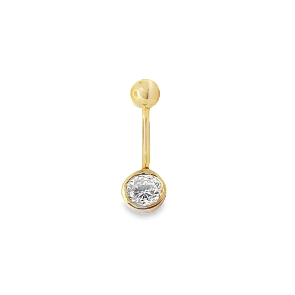 14k Gold Cubic Zirconium Belly Bar