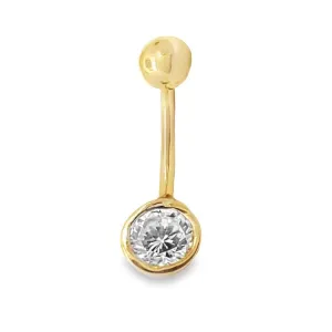 14k Gold Cubic Zirconium Belly Bar