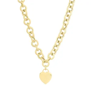 14K Heart Tag & Rolo Link Necklace