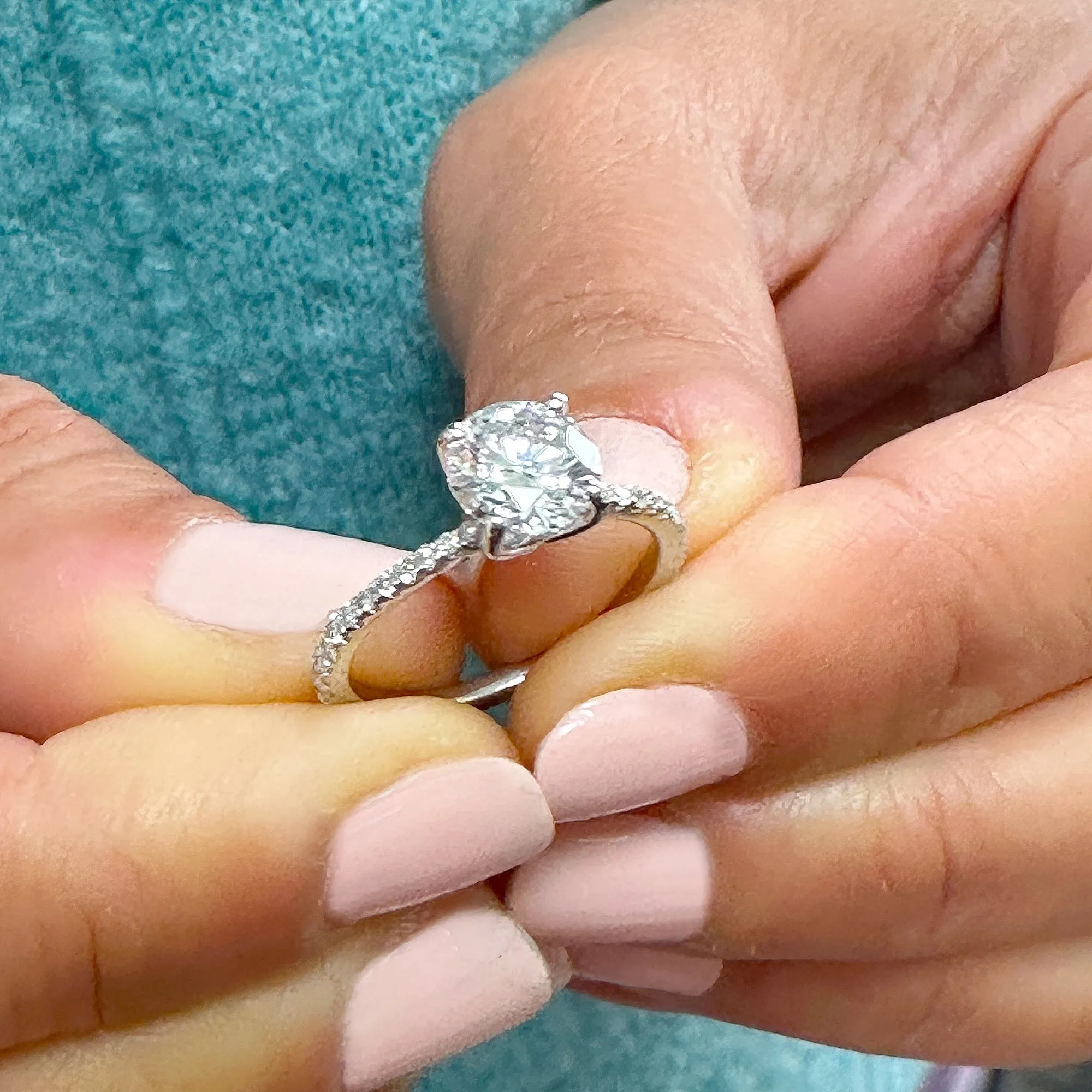 14K Solid White Gold Round Cut Natural Diamond Engagement Ring Prong 1.35ct