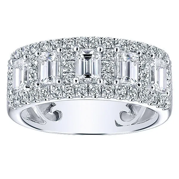 14k White Gold Contemporary Fancy Anniversary Band