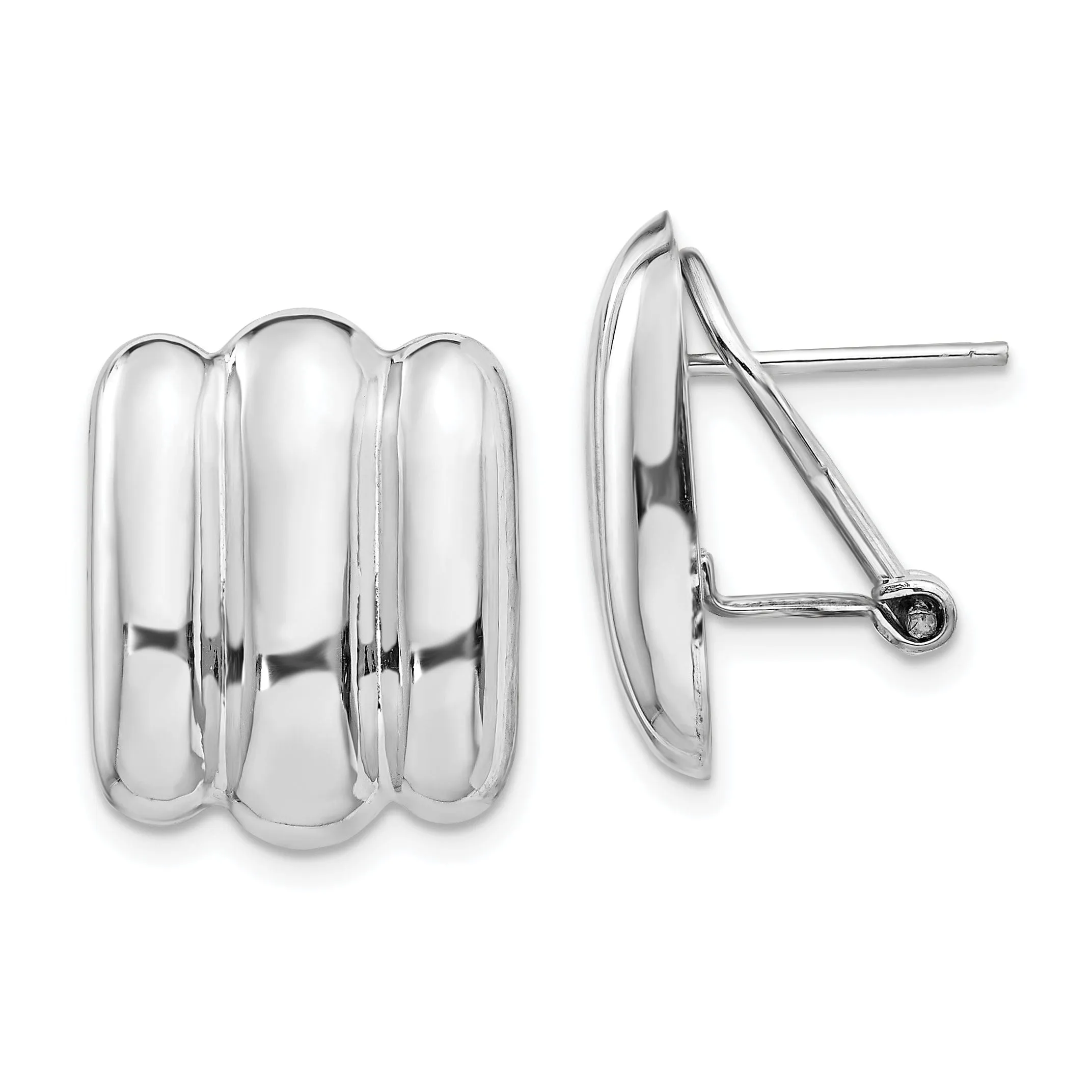 14k White Gold Fancy Omega Back Post Earrings