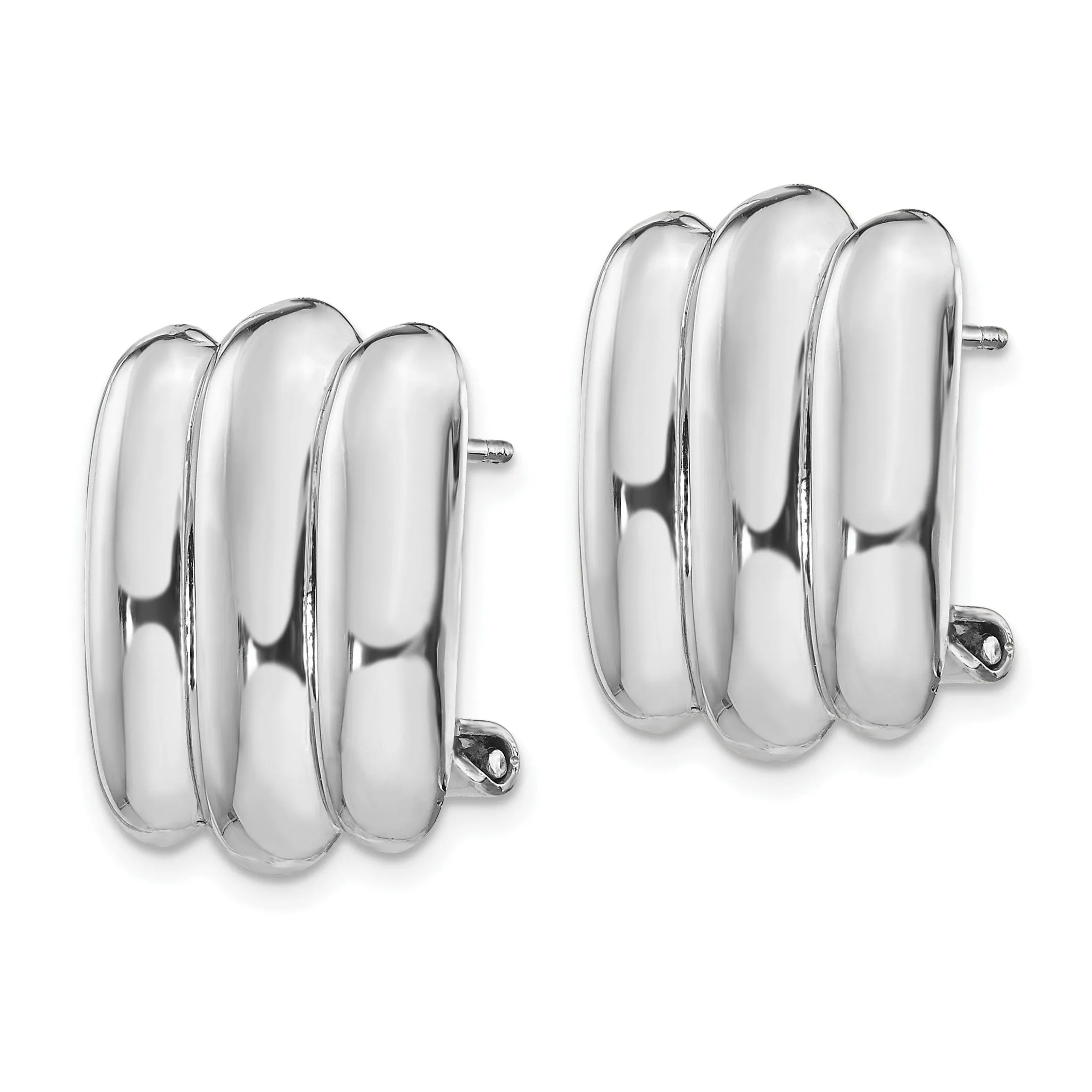 14k White Gold Fancy Omega Back Post Earrings