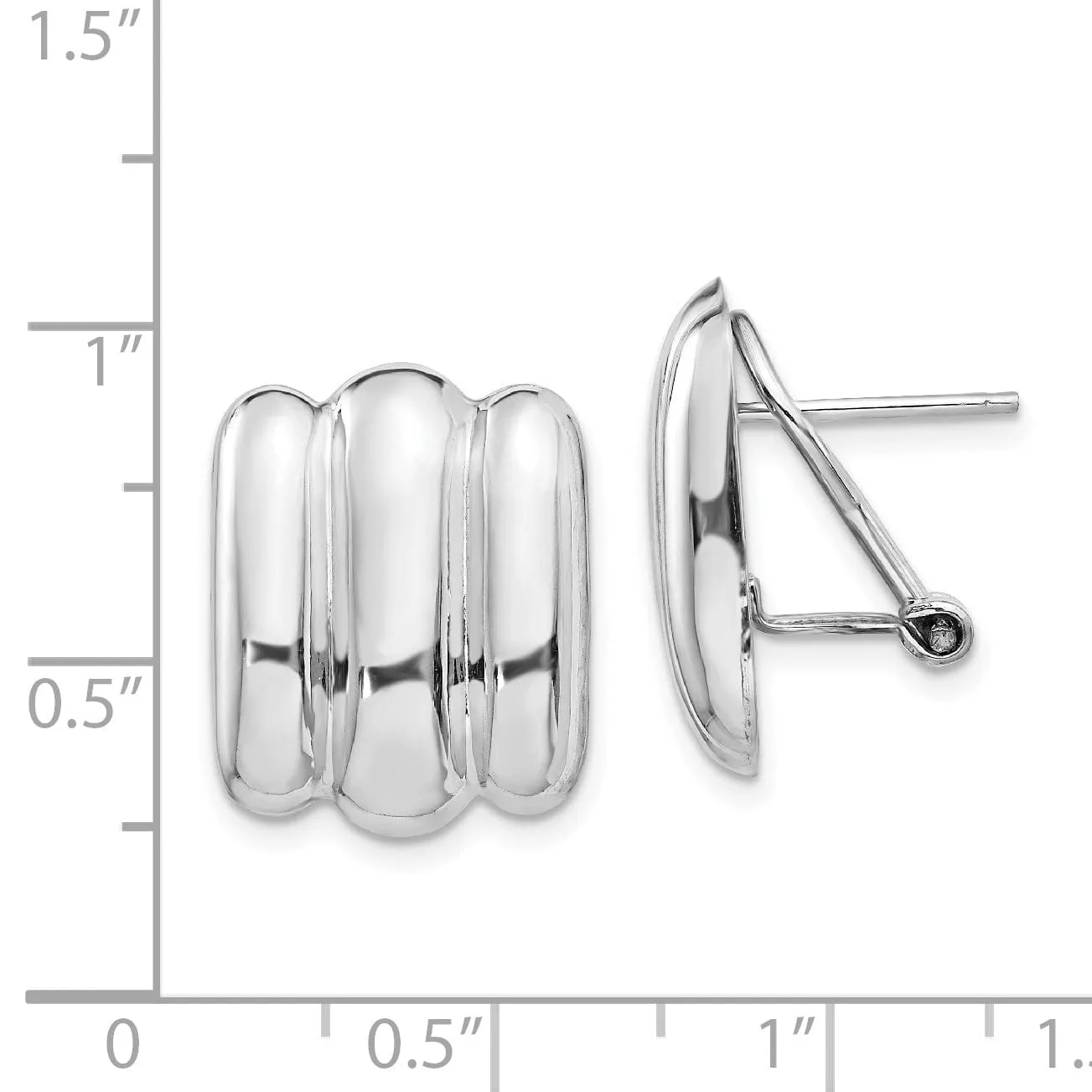 14k White Gold Fancy Omega Back Post Earrings