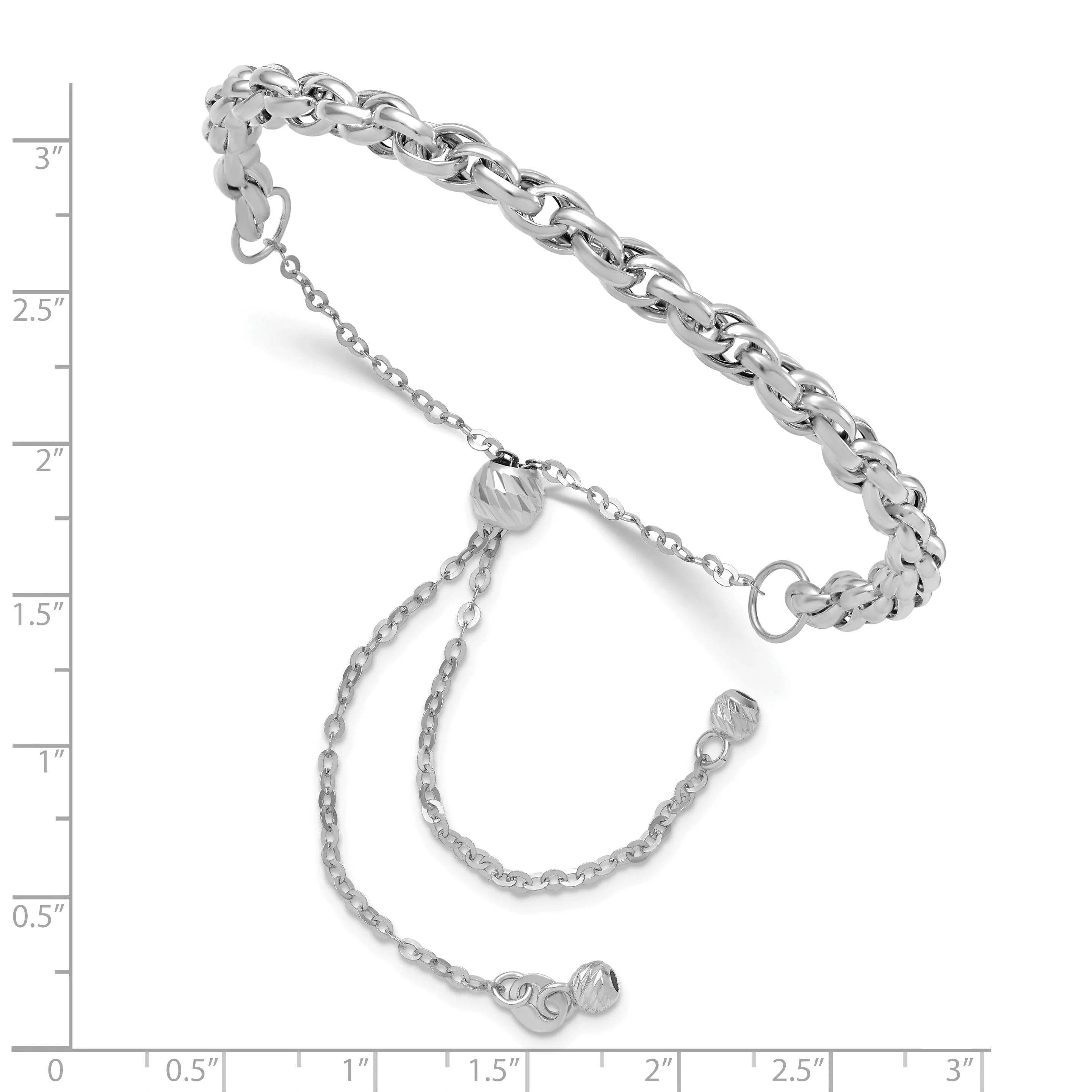 14K White Polished Fancy Link Bracelet