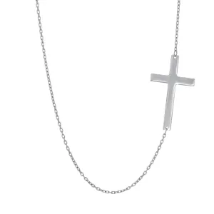 14kt 18 inches White Gold 1.05mm Shiny Oval ca ble Chain Necklace Cross with jump Rin g at 17 inches