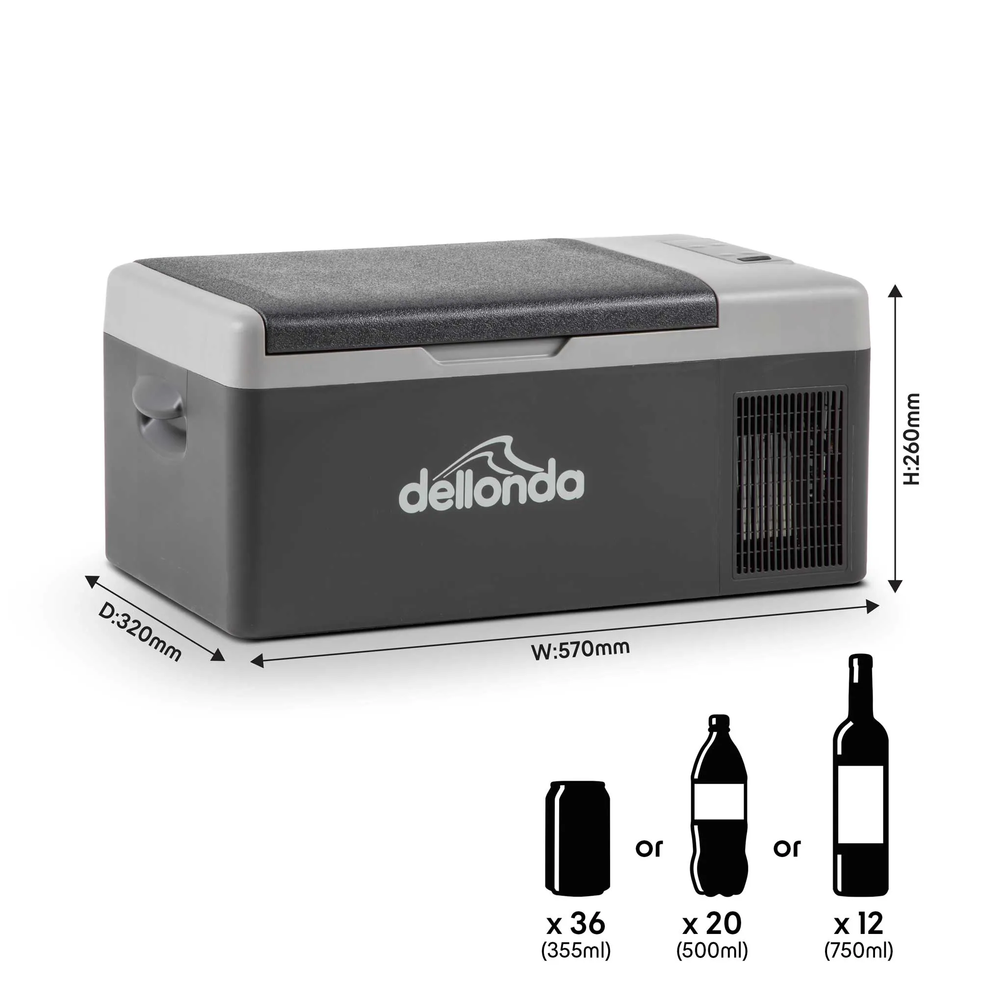 15L Portable Car Fridge, Freezer, Cool Box, 12/24/230V Compressor - DL130