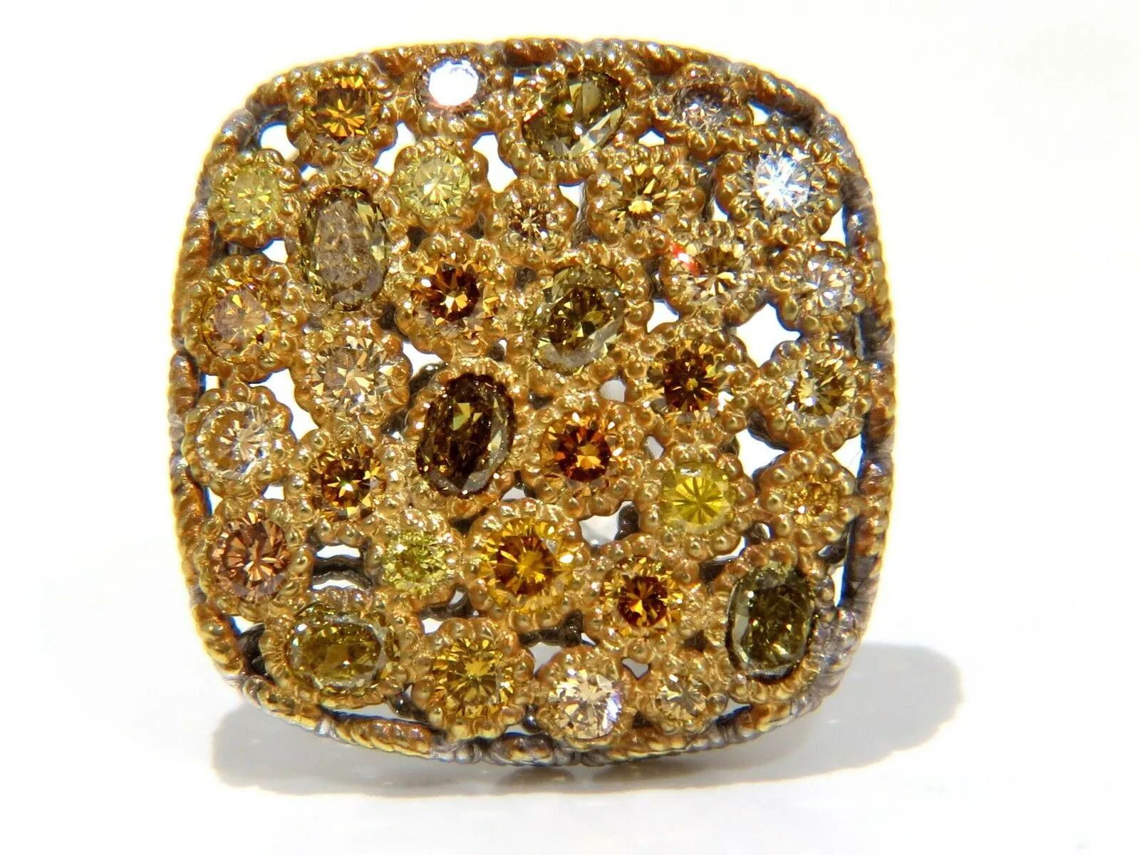 1.60CT Natural Fancy Color Diamonds Clip Cocktail Cluster Earrings 14KT