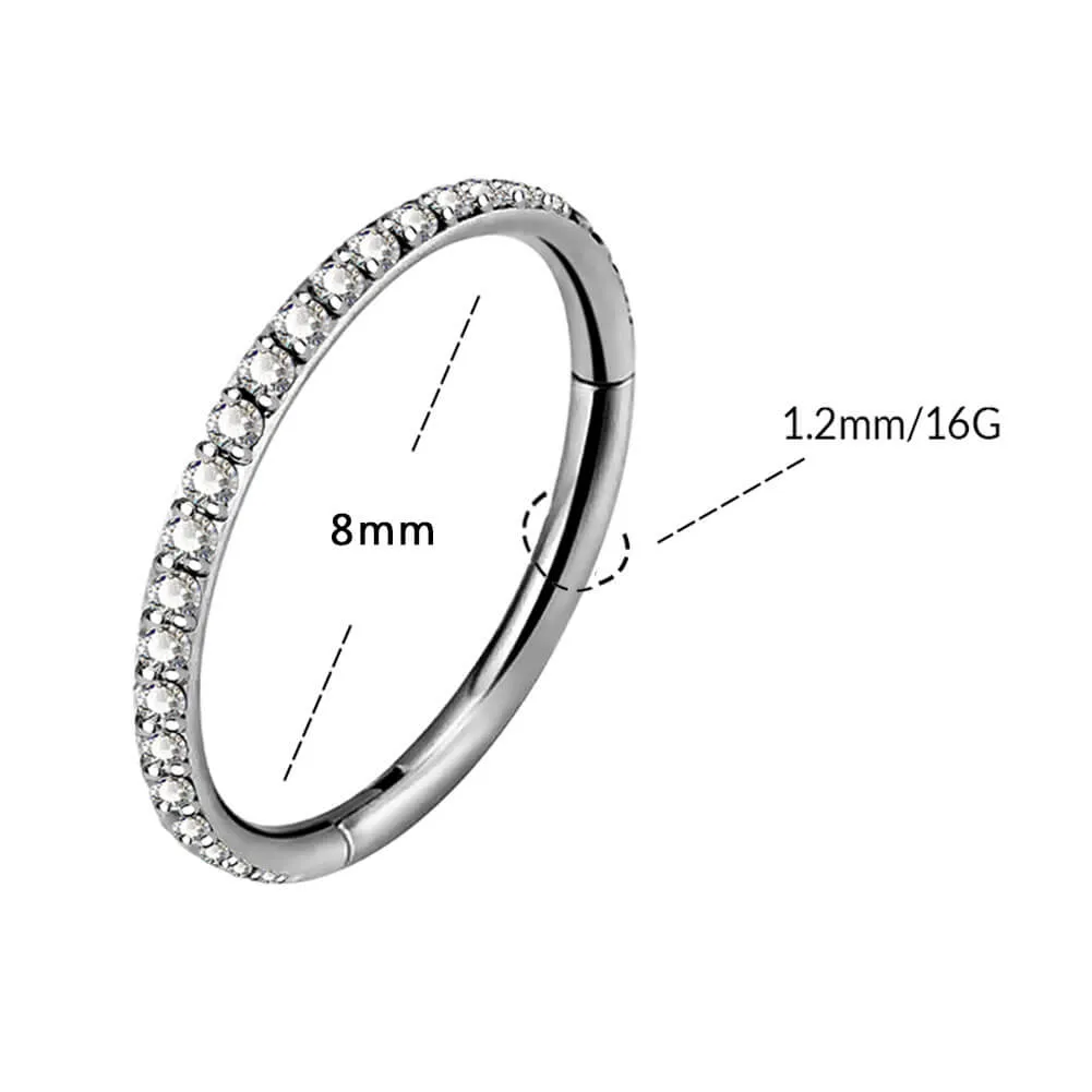 16G CZ Titanium Segment Cartilage Hoop Earrings