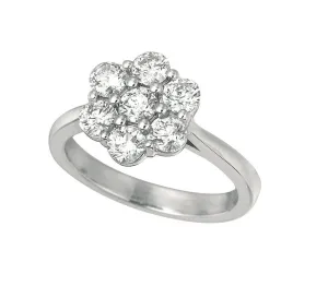 1.75 Carat Natural Diamond Flower Ring G SI 14K White Gold