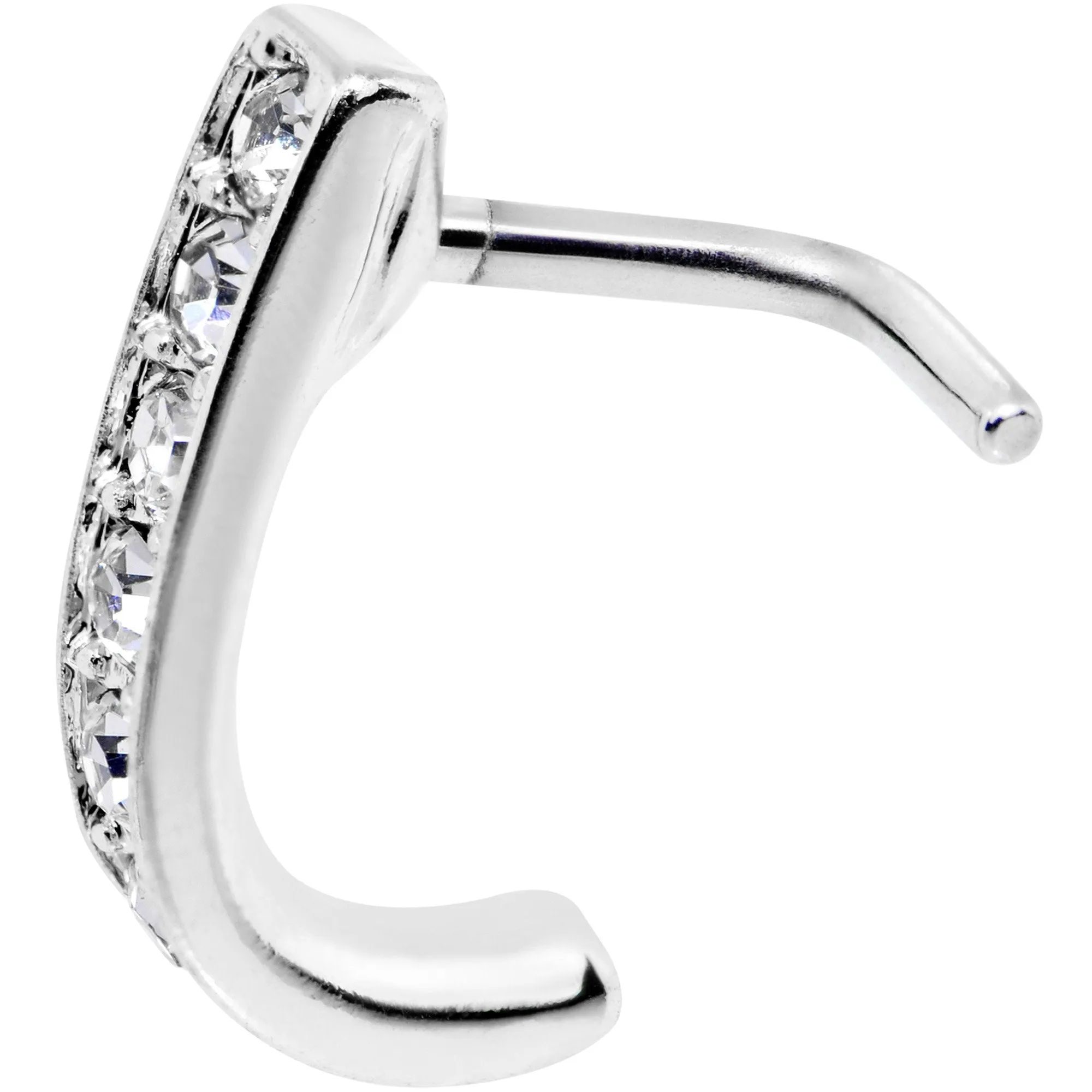 18 Gauge Clear CZ Sleek Faux Hoop L Shaped Nose Ring