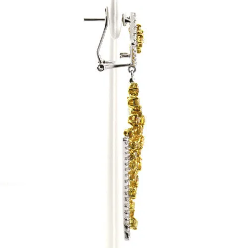 18K two-tone White and Fancy Yellow Diamond Earrings