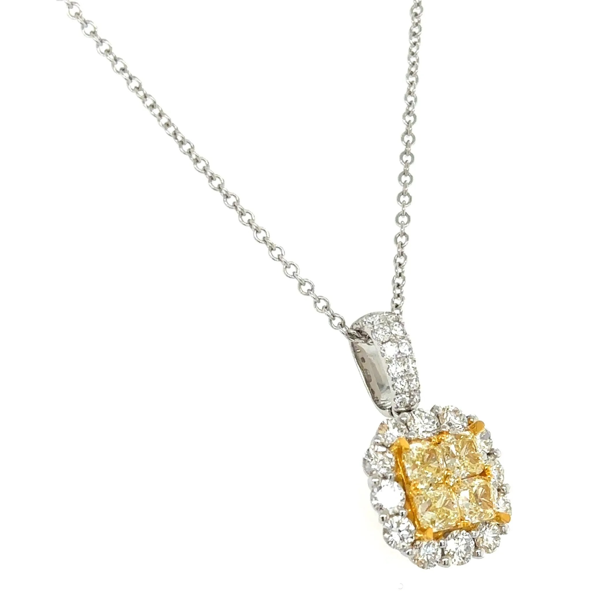 1.93ct tw Canary Fancy Yellow Diamond Pendant Necklace