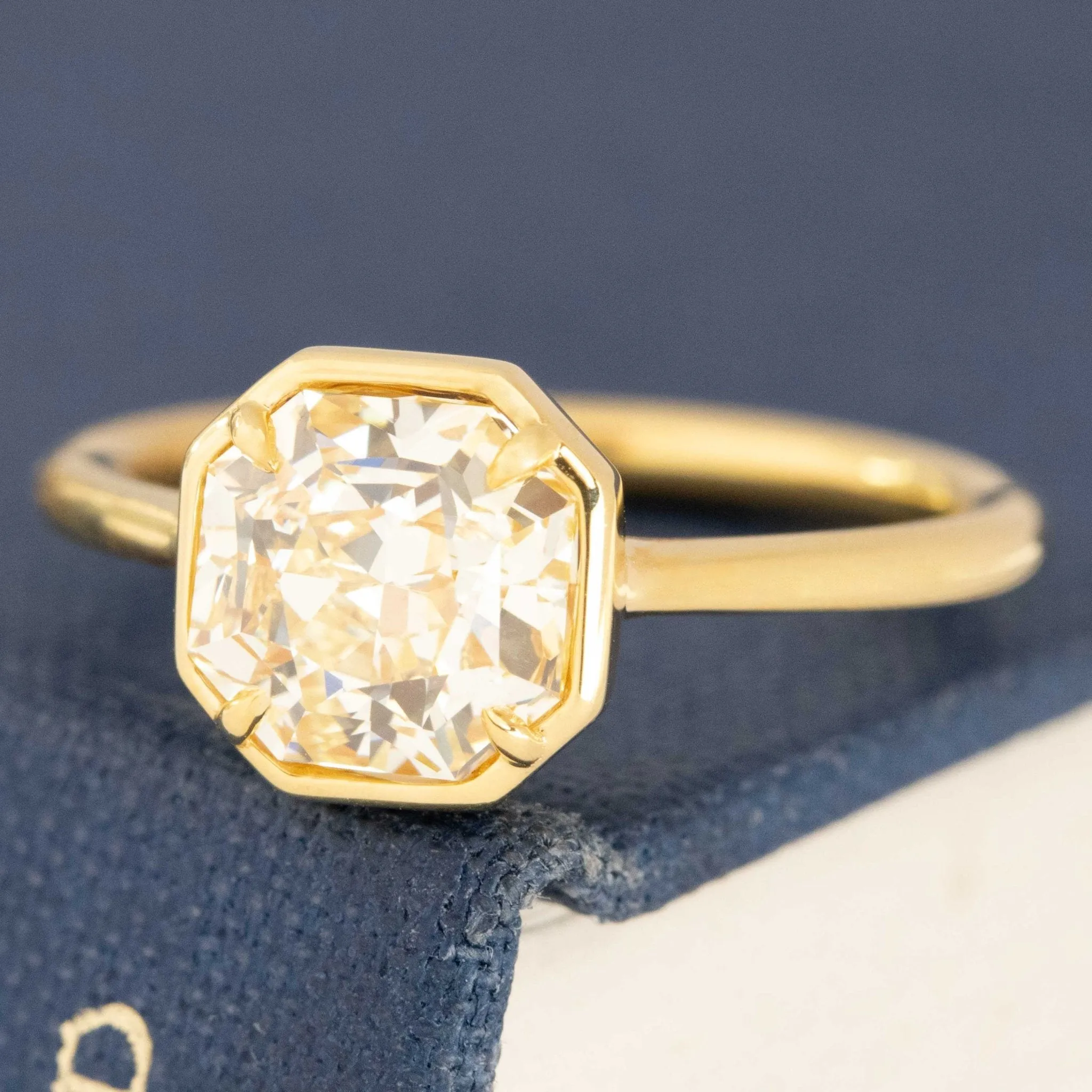 2.01ct Fancy Yellow Octagonal Cut Diamond Solitaire