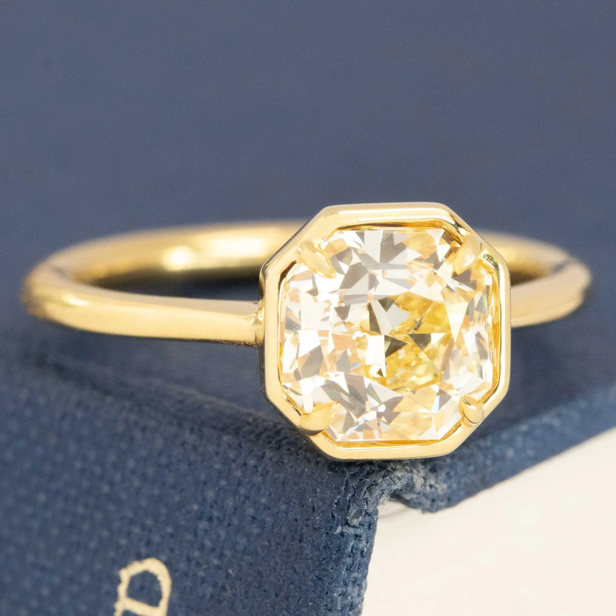 2.01ct Fancy Yellow Octagonal Cut Diamond Solitaire