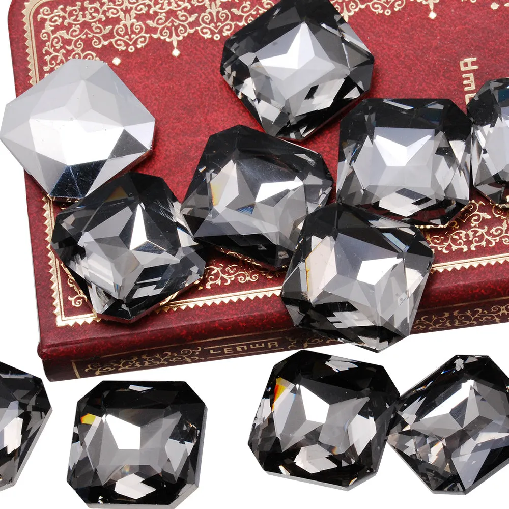 23mm Octagonal bottom tip Crystal Fancy Stone,Cushion Cut Gem,4675,Square Gray Crystal Faceted Stone,10pcs/lot