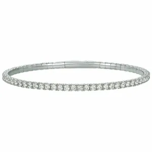 3.00 Carat Natural Diamond Flexible Bracelet Bangle G SI 14K White Gold 7''