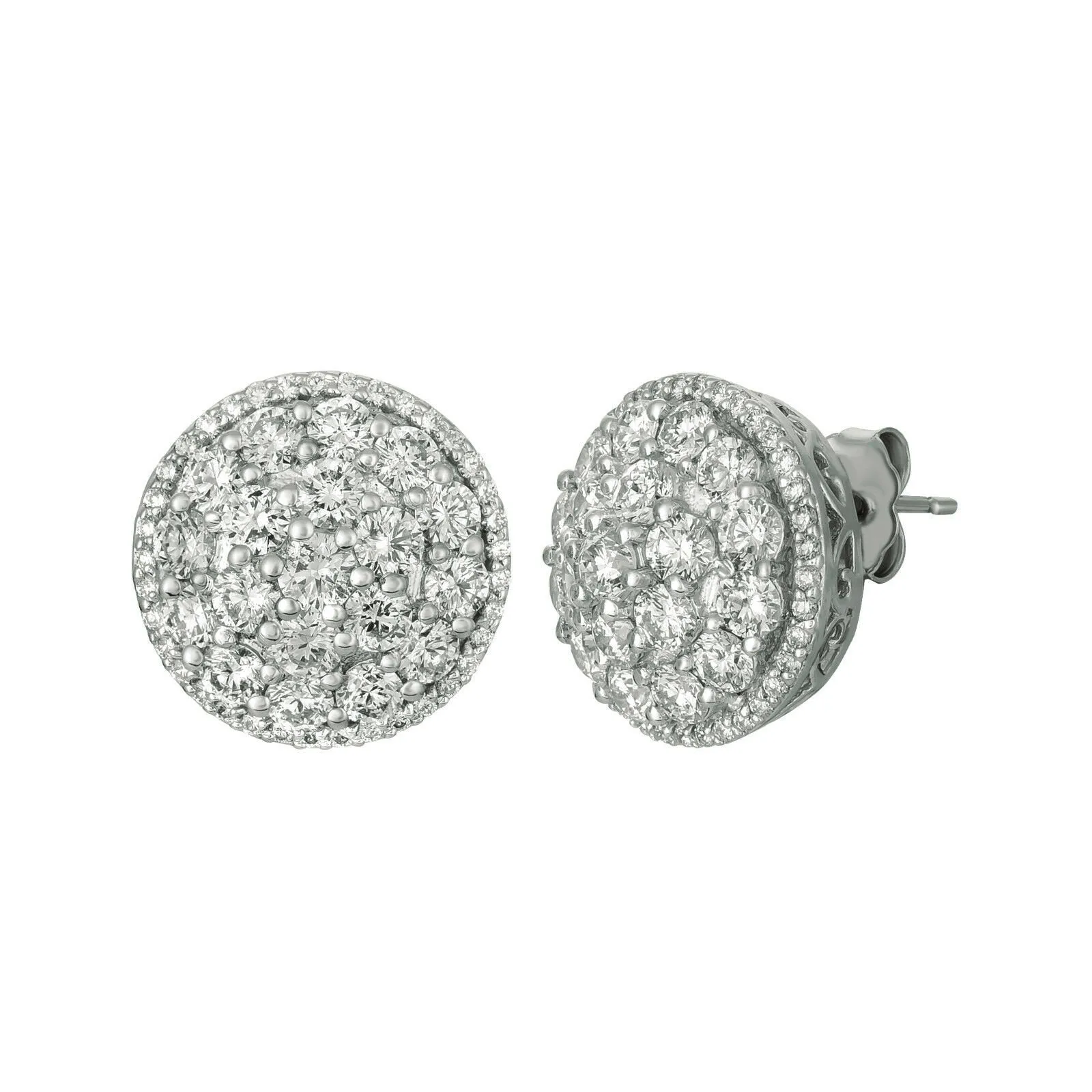 3.50 Carat Natural Diamond Cluster Earrings G SI 14K White Gold