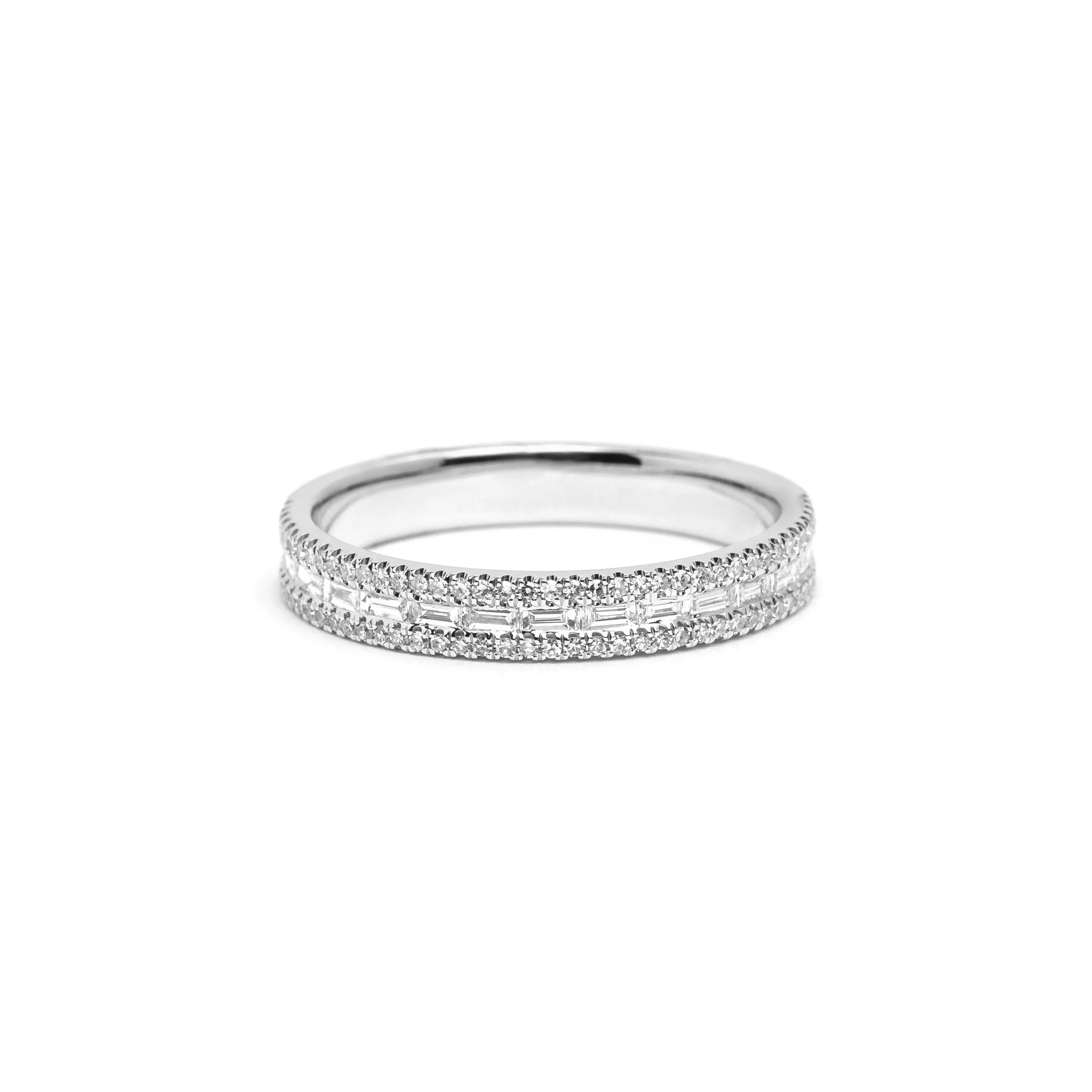 3.5mm Petite East West Baguette And Pavé Diamond Ring
