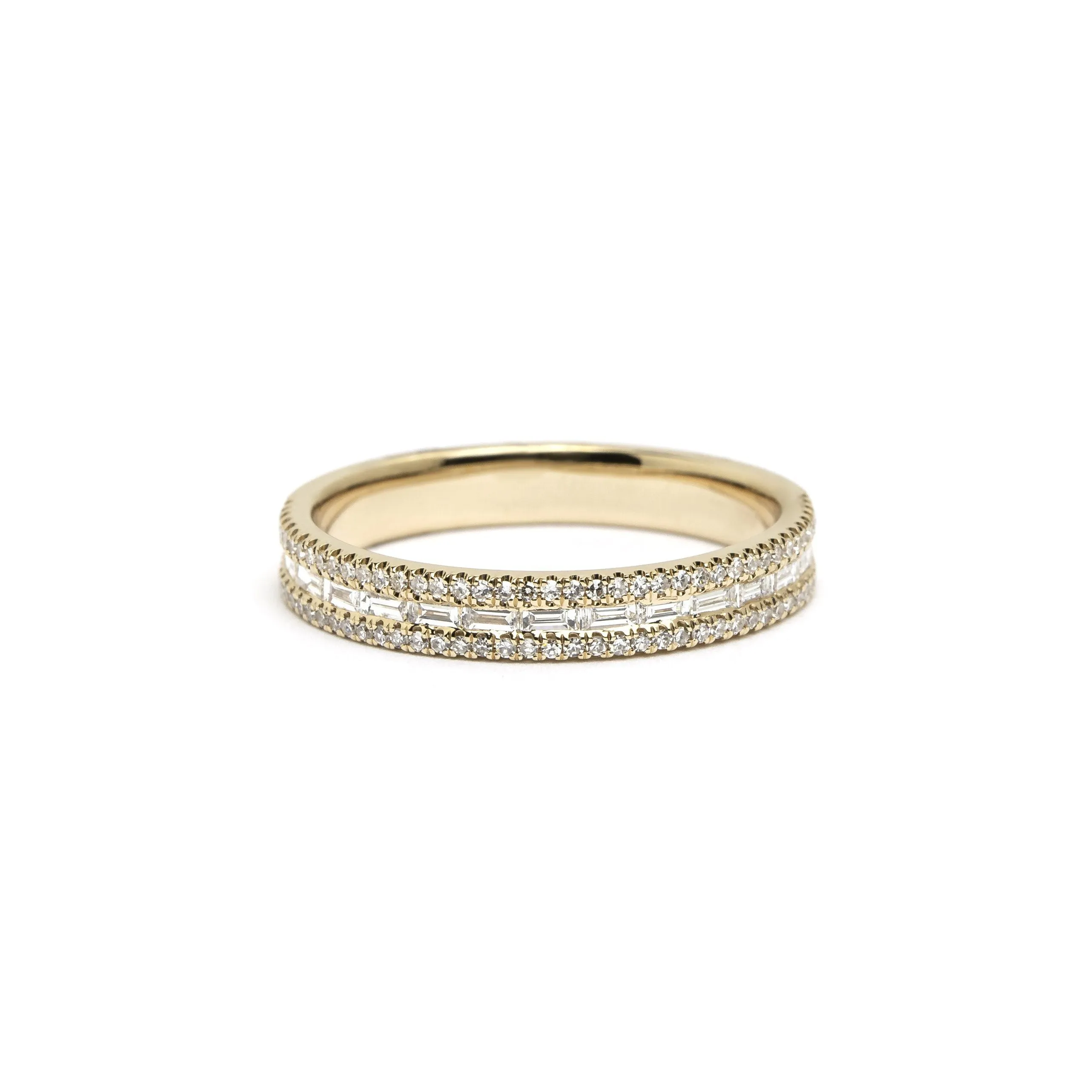 3.5mm Petite East West Baguette And Pavé Diamond Ring
