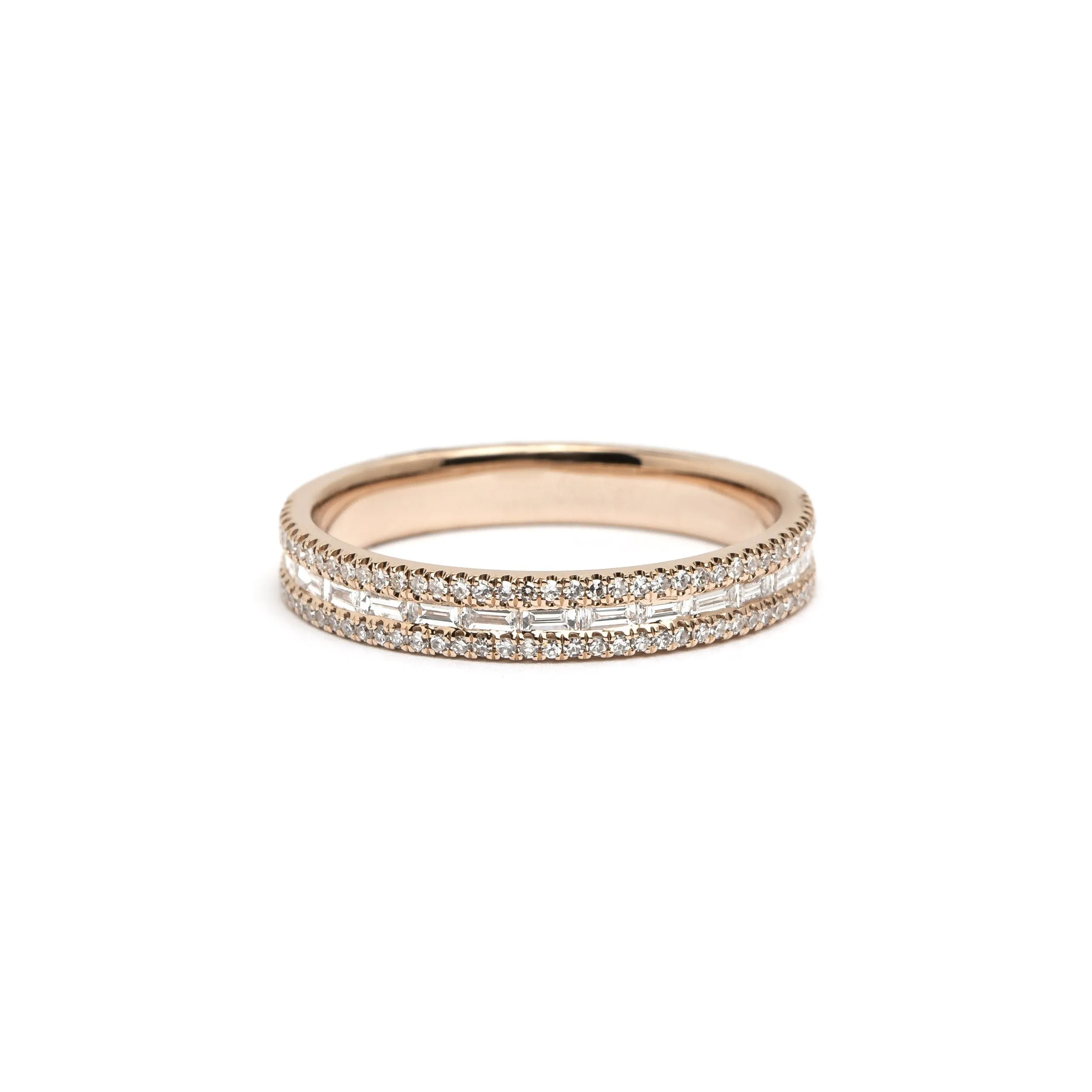 3.5mm Petite East West Baguette And Pavé Diamond Ring